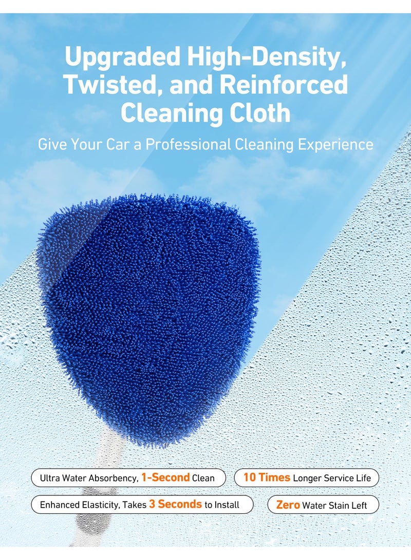 HOMESTAR Retractable Handle Windshield Cleaning Tool Kit | Car Interior Detail Cleaning Set With 4 Reusable High-Density Microfiber Pads , 1 Spray Bottle | Auto Glass Wiper Scrubber Kit, Blue/Black, 13.77 - 20.07 Inch - Image 2